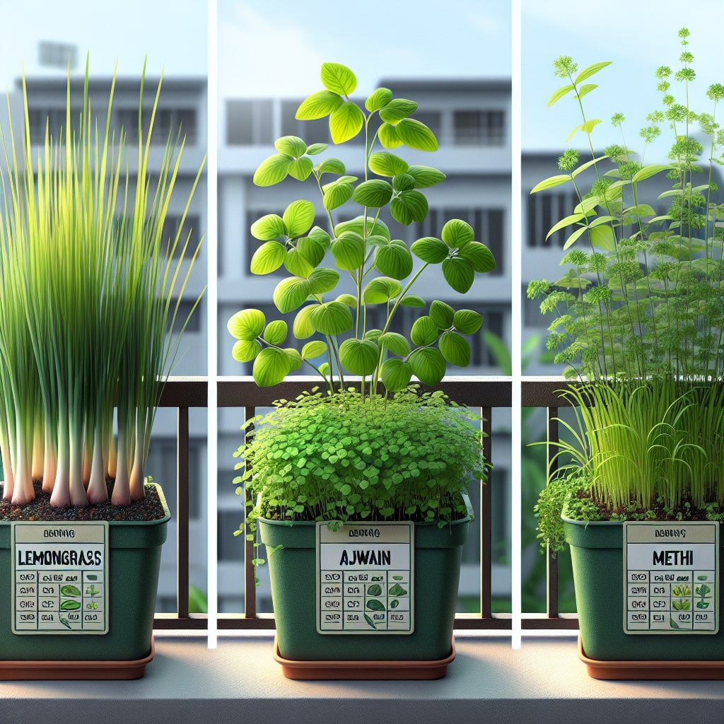 Space saving vertical herb garden setup small Indian balcony