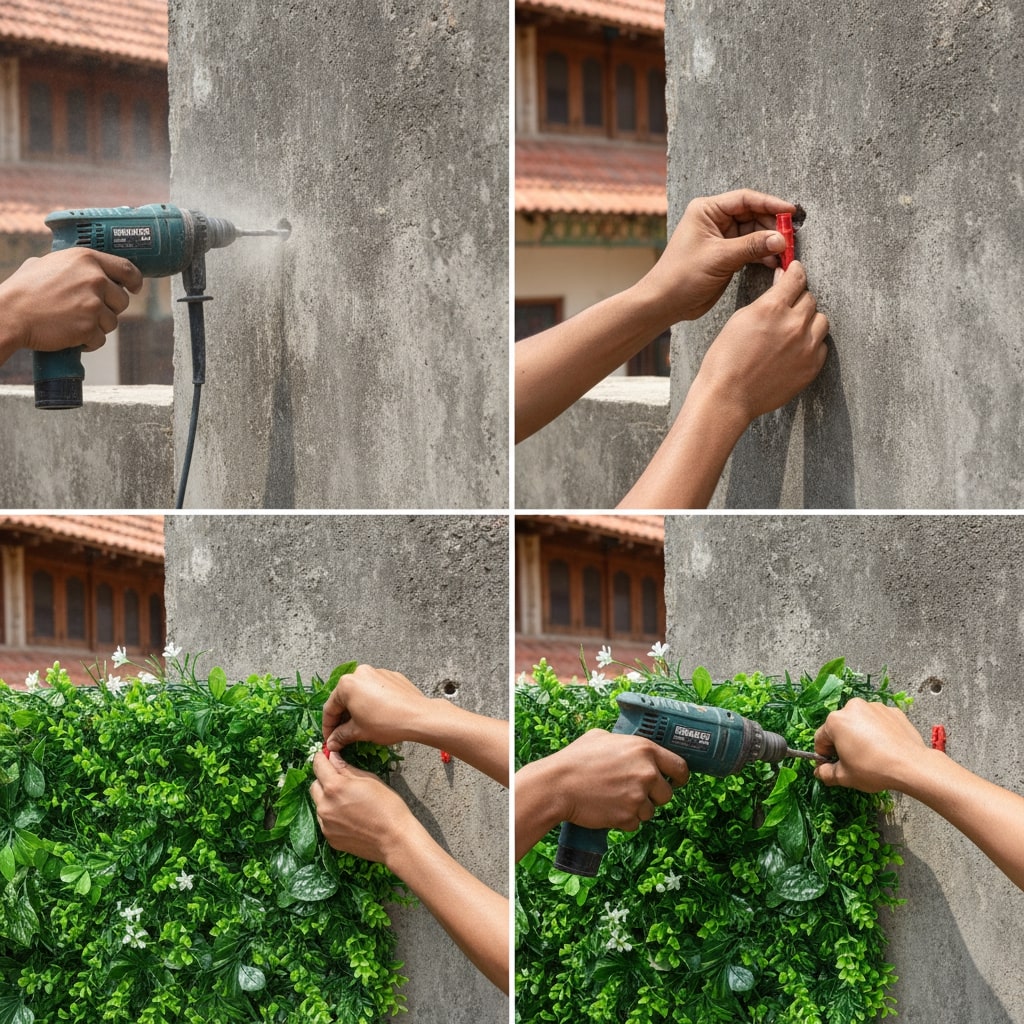 drilling concrete wall plugs mounting technique
