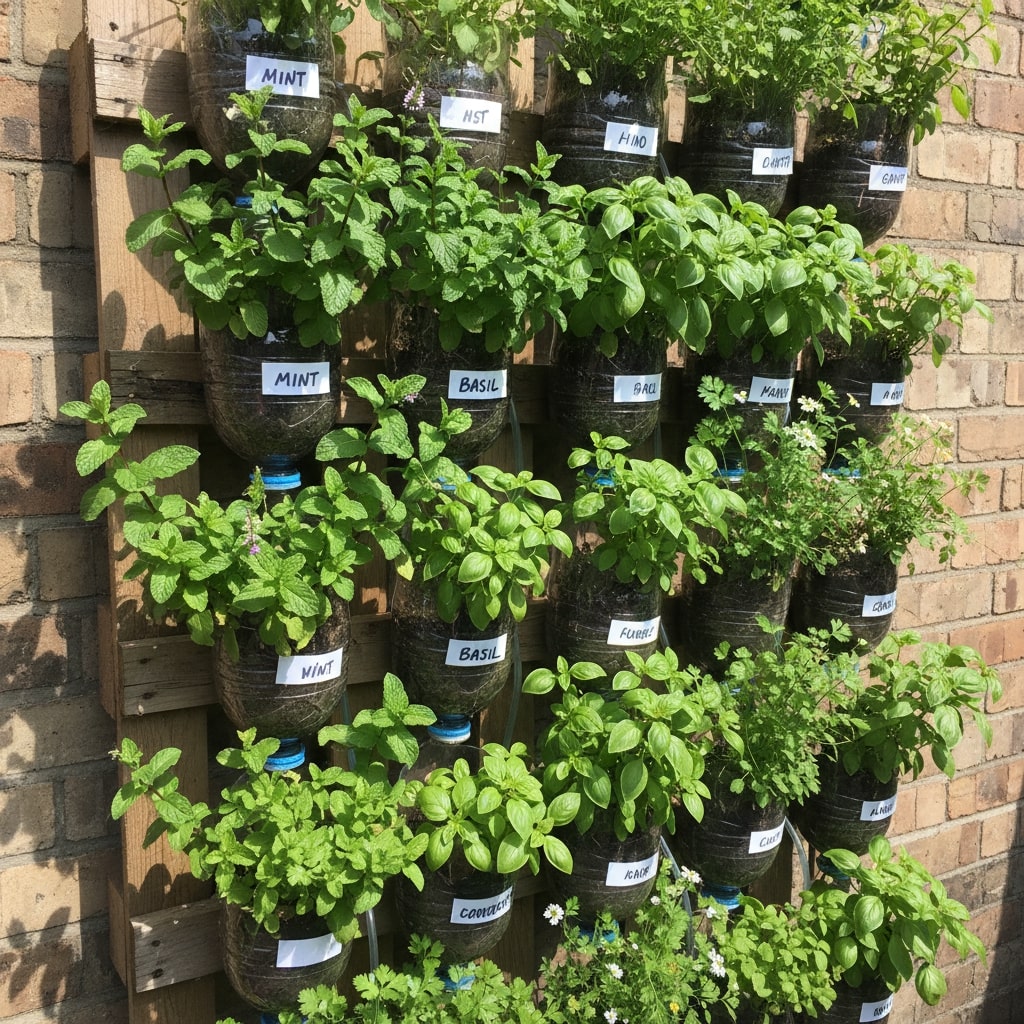 how to make vertical garden using plastic bottles