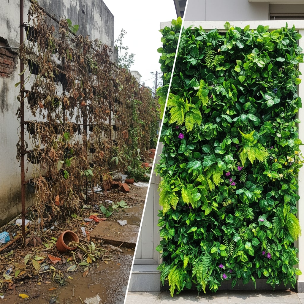 dead plants vs artificial panels monsoon comparison