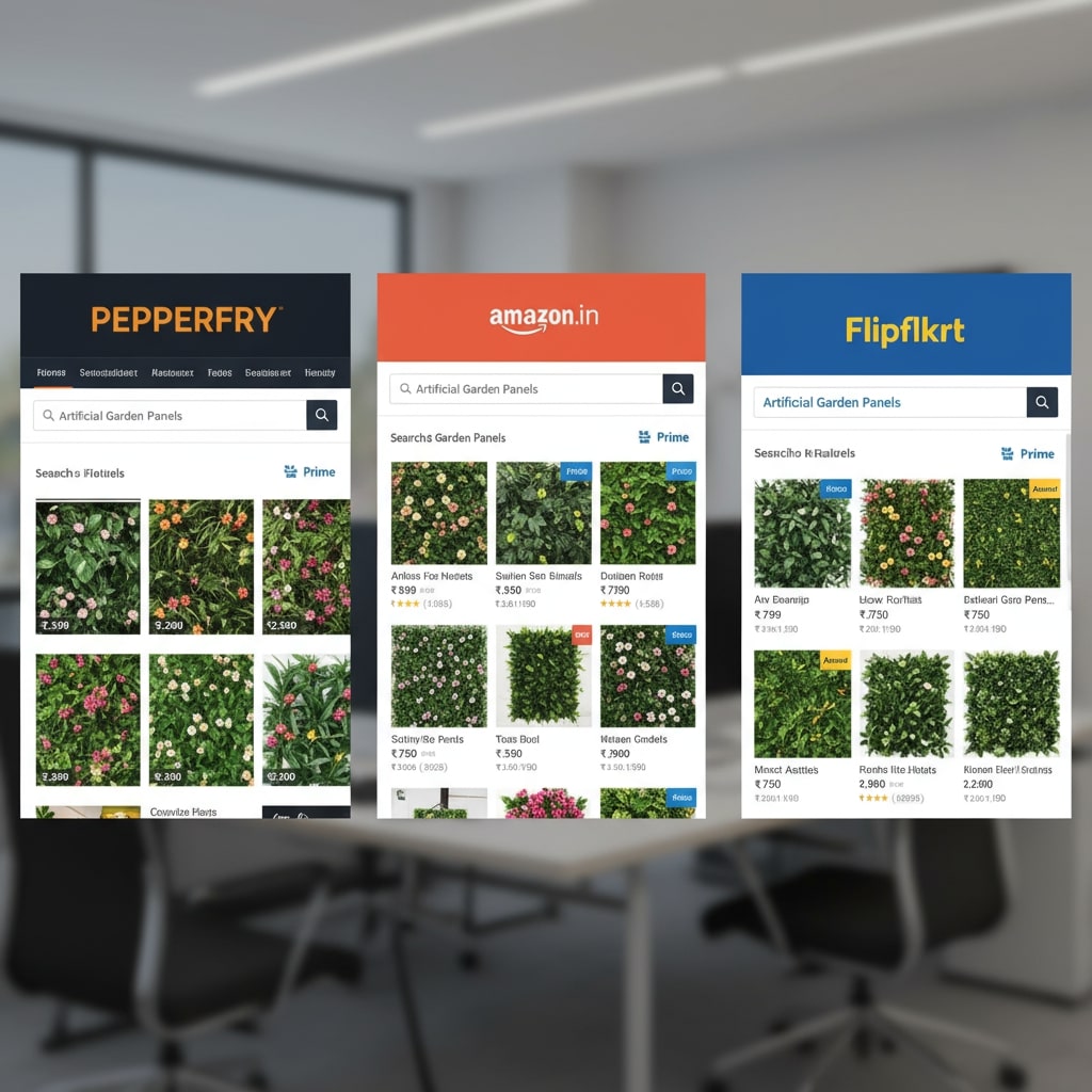 Pepperfry Amazon Flipkart artificial garden panels