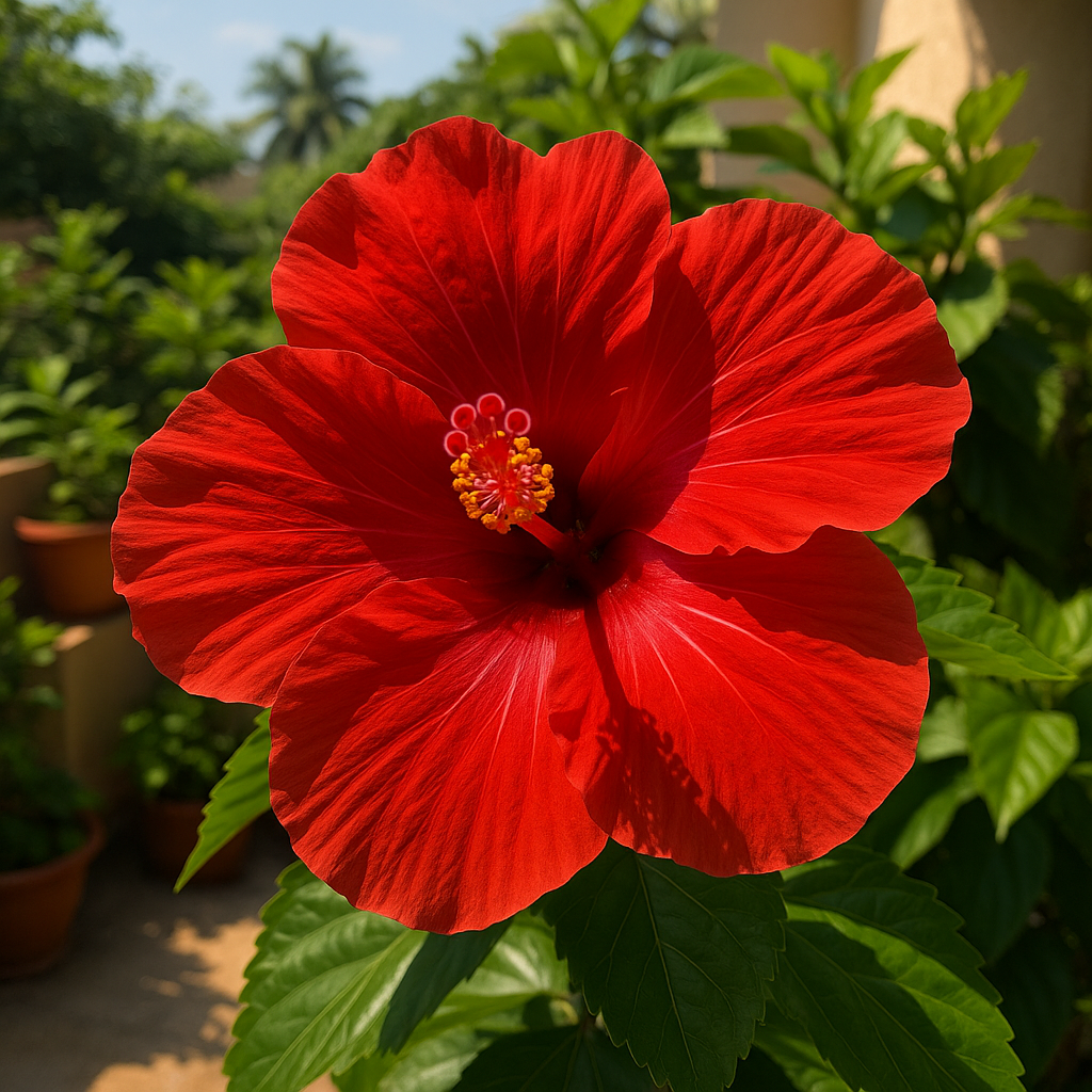 red hibiscus flower heat resistant plant