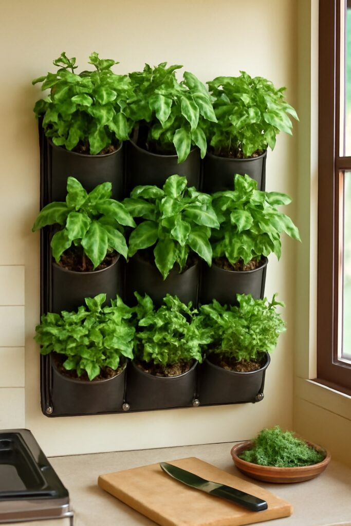 kitchen herb garden vertical mint basil coriander