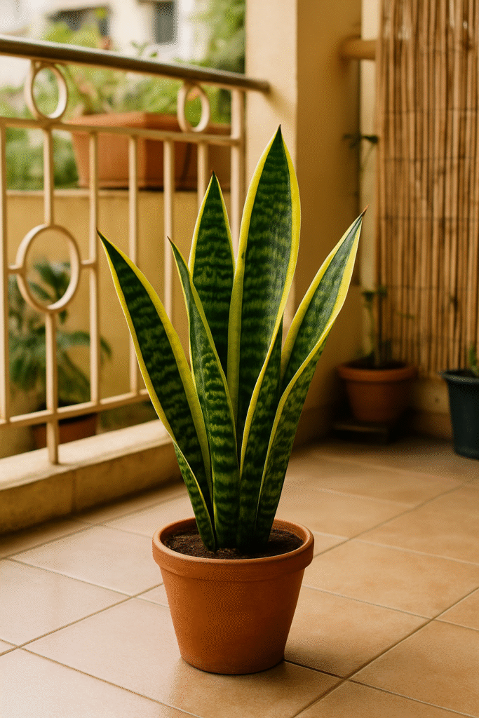 Indian apartment balcony with vertical plants