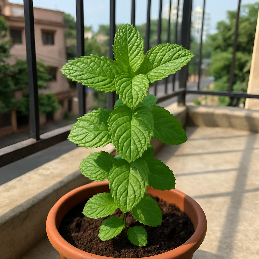 Balcony garden with ladder planter