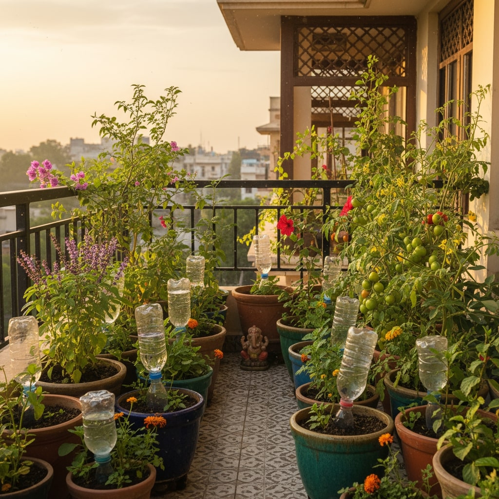 How to water plants while away with water bottle
