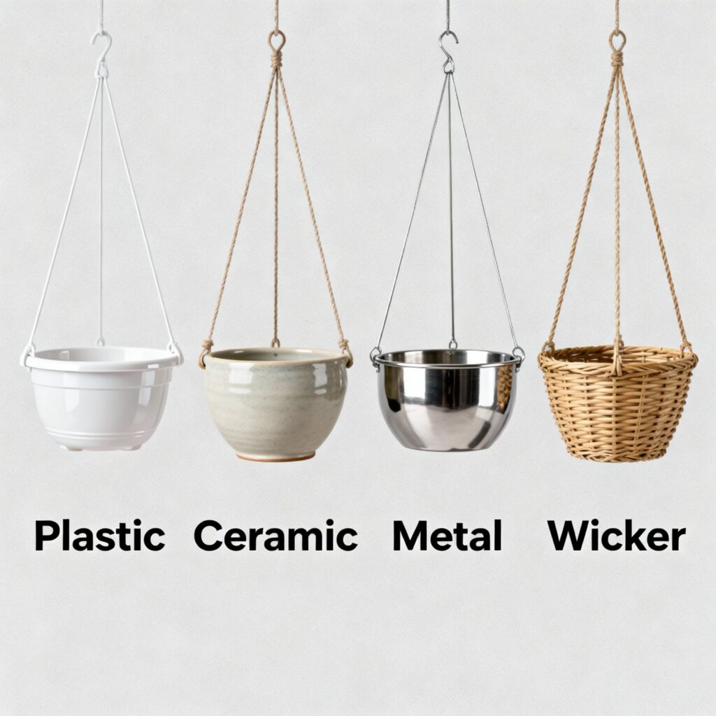 hanging flower pots with flowers
