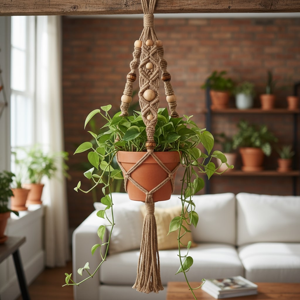 macrame jute plant hanger
