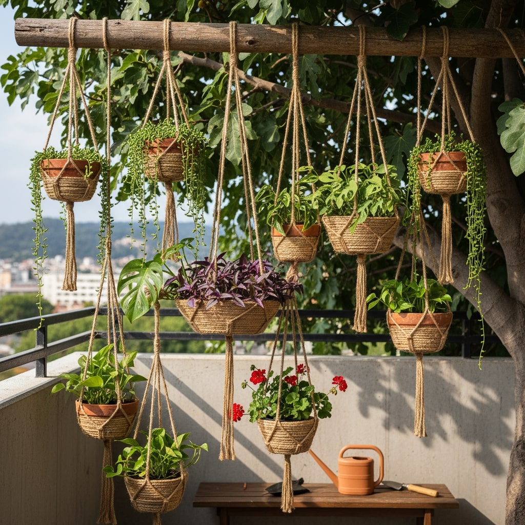 jute rope plant hanger DIY
