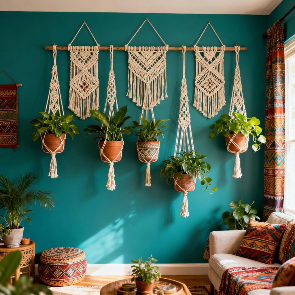hanging flower pots with flowers
