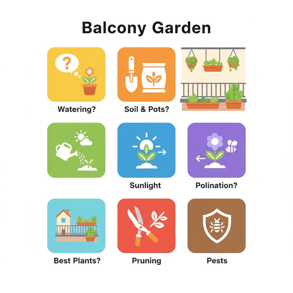 Balcony gardening FAQ infographic