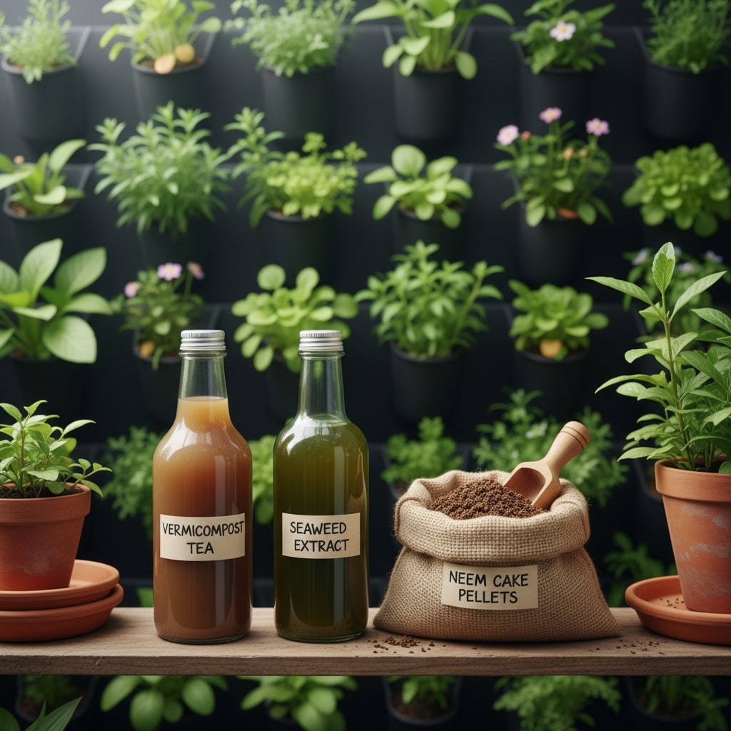 Which material is used to fill pots in a vertical garden
