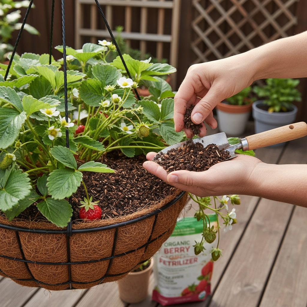 hanging strawberry plant care
