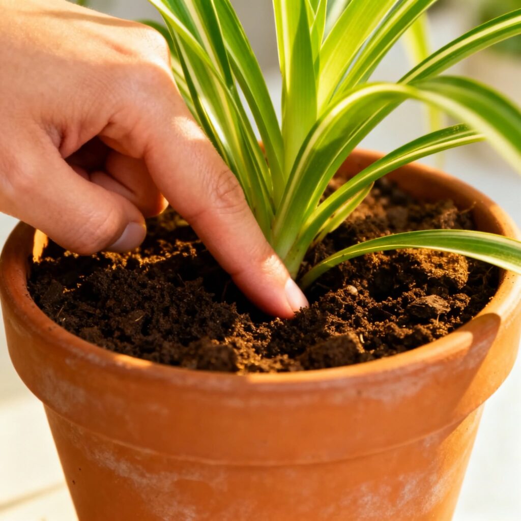Spider plant overwatered vs underwatered
