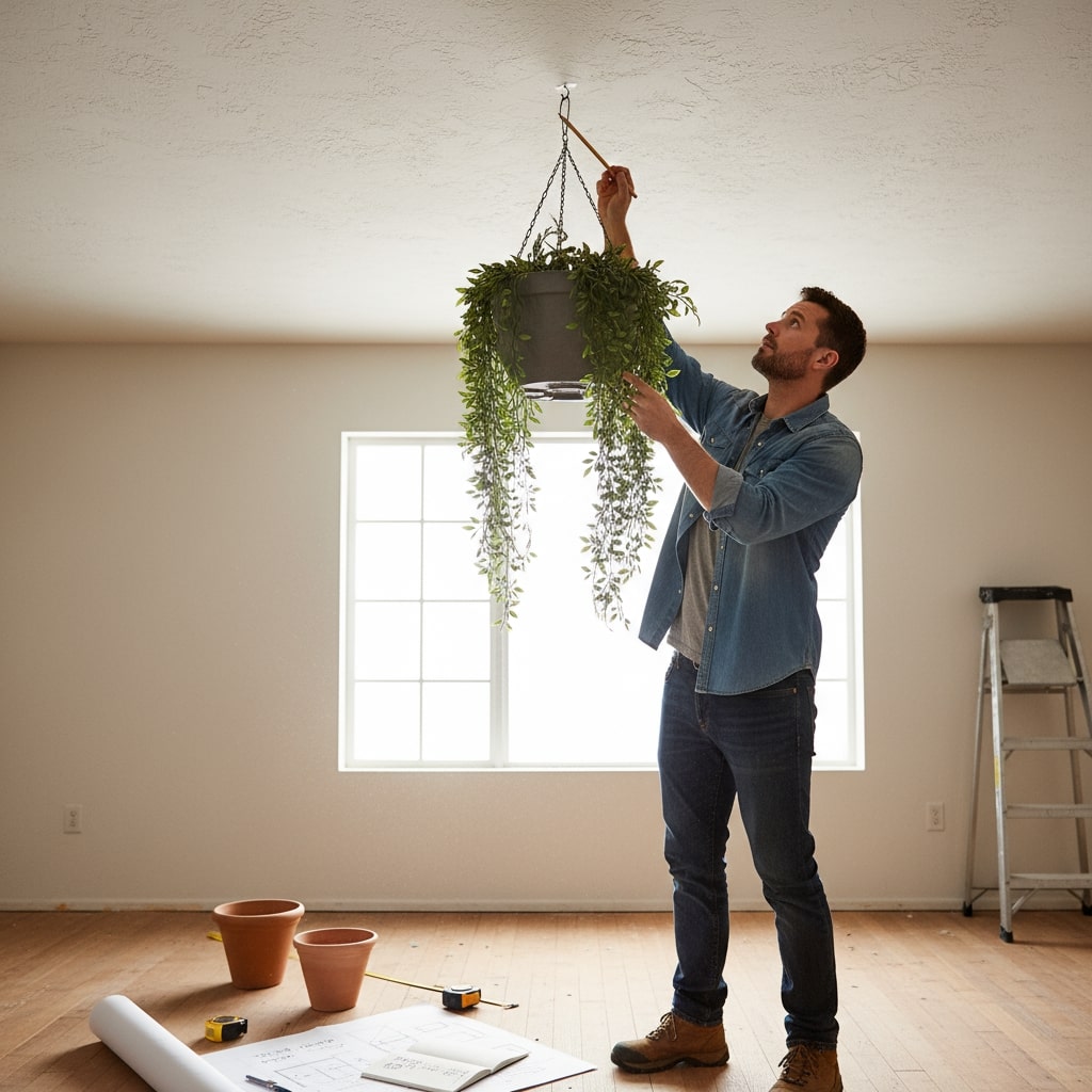 how to hang plants from ceiling without hooks
