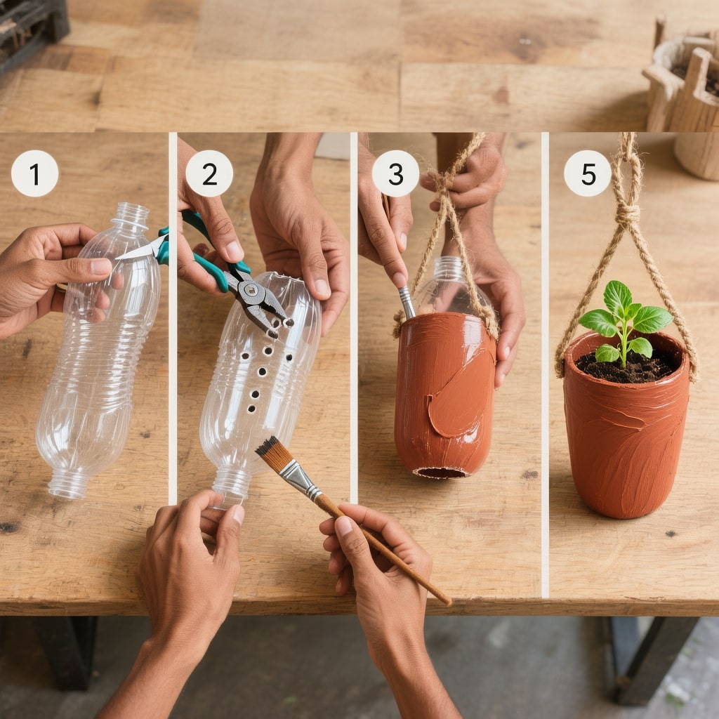 DIY plant pots from recycled materials
