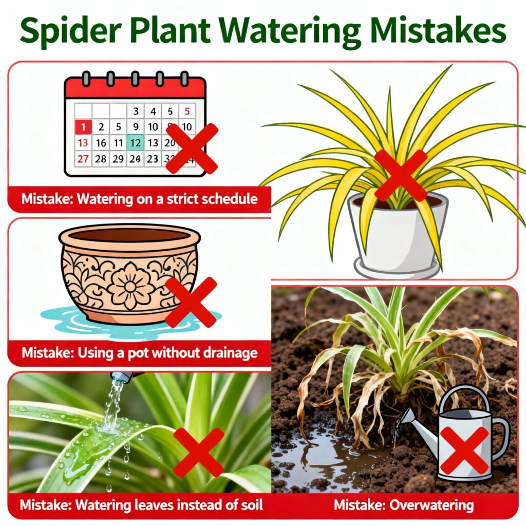 Spider plant overwatered vs underwatered
