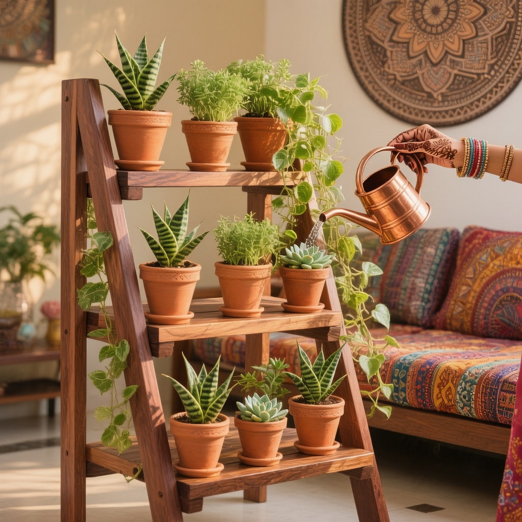 Handmade diy plant stand indoor
