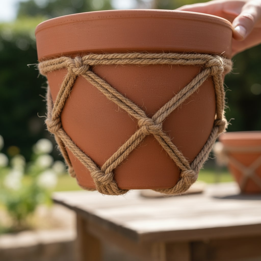 DIY jute hanging planter
