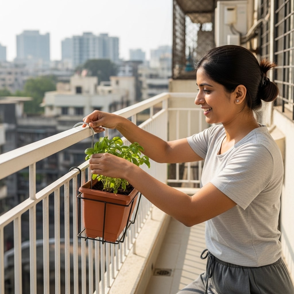 how to hang planters on balcony railing​
