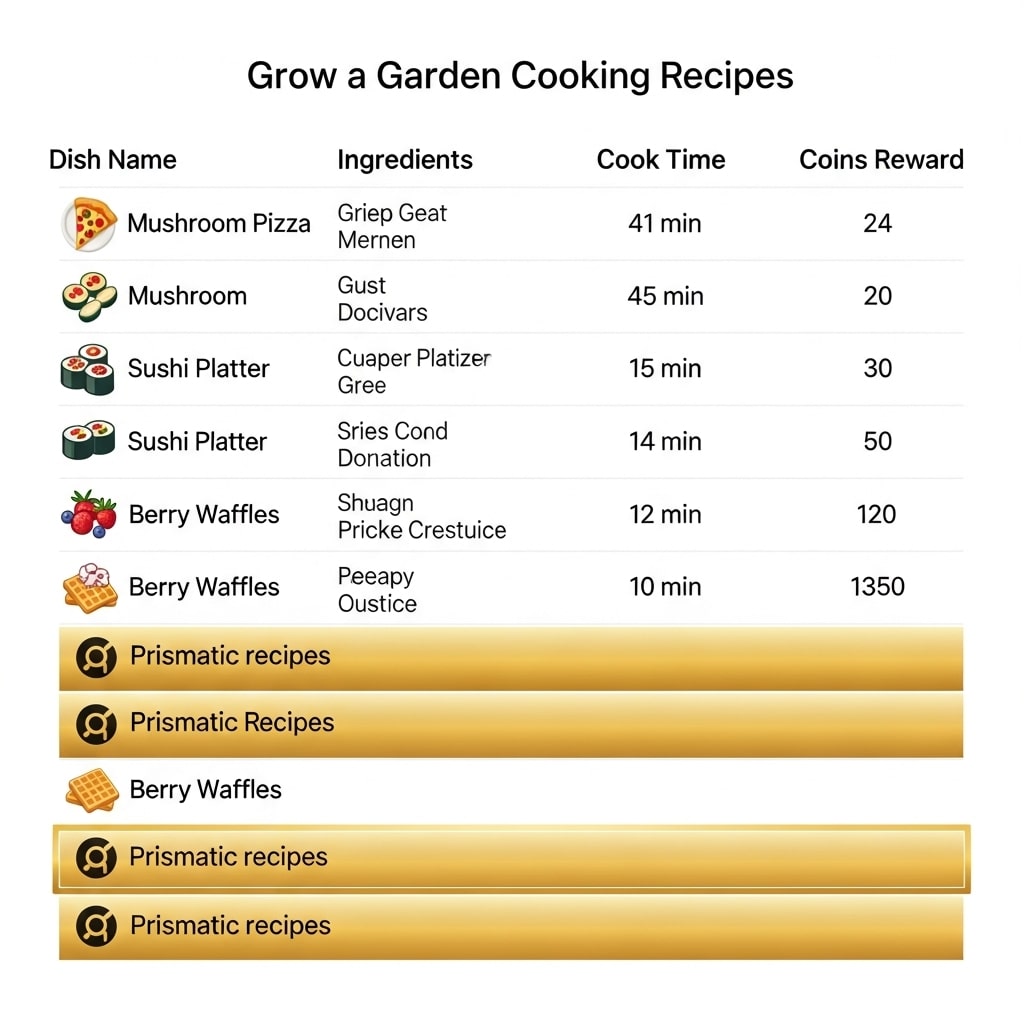 Prismatic cooking recipes Grow a Garden ​
